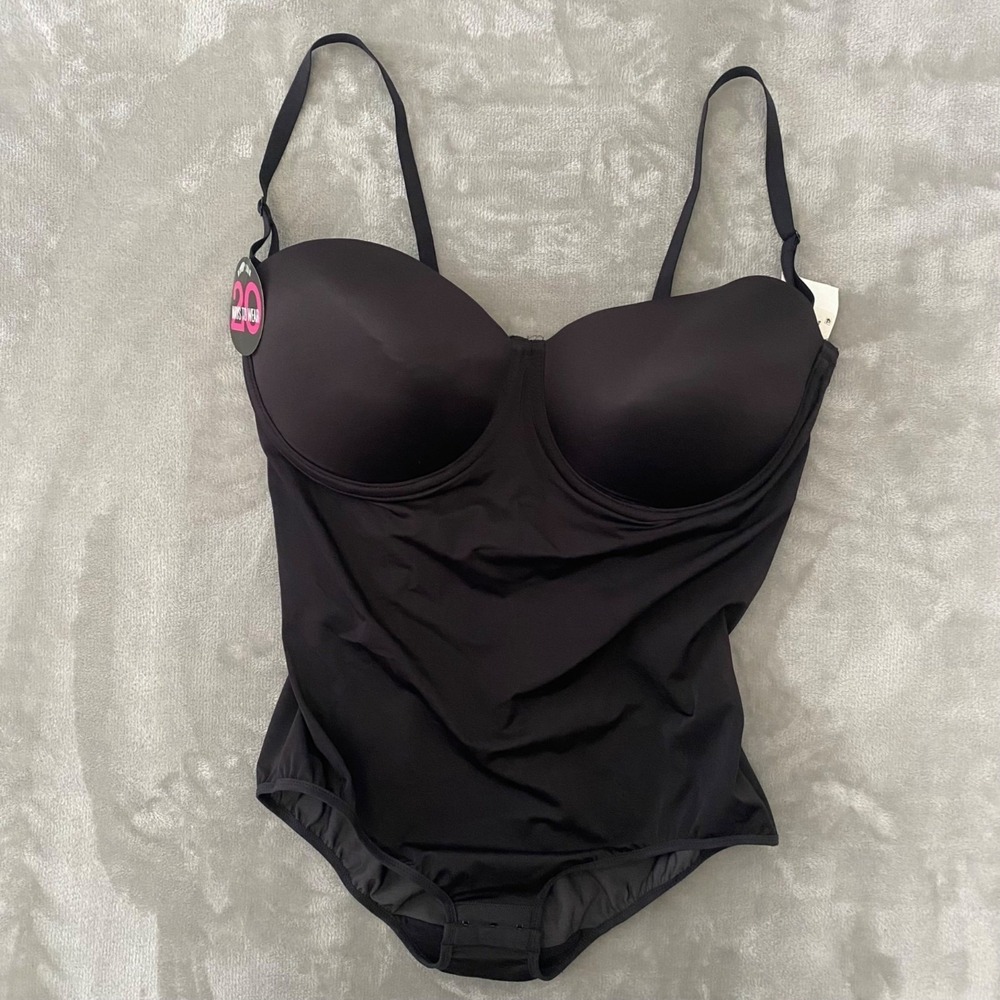 Maidenform Bodysuit Shapewear Women 40D Black DMS108 Convertible Firm Control